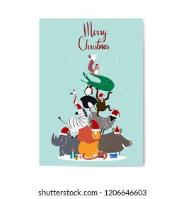 Merry Christmas postcard design vector