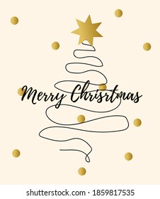 Merry Christmas- postcard design, vector illustration. Abstract christmas tree