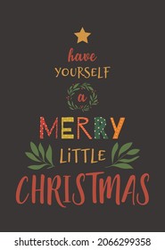 Merry Christmas postcard flyer concept, vector illustration 