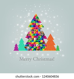 Merry Christmas Postcard With Gradient Mesh, Vector Illustration