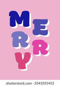 Merry Christmas postcard. Christmas holiday greeting card. Xmas illustration poster. Vector illustration