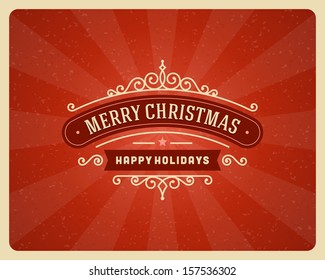 Merry Christmas postcard ornament decoration background. Vector illustration Eps 10. Happy new year message, Happy holidays wish. 