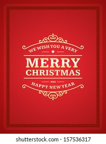 Merry Christmas postcard ornament decoration background. Vector illustration Eps 10. Happy new year message, Happy holidays wish. 