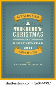 Merry Christmas postcard ornament decoration background. Vector illustration Eps 10. Happy new year message, Happy holidays wish. 