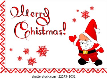 Merry Christmas. Postcard with Santa Claus and an inscription.