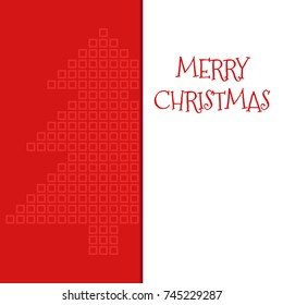 Merry Christmas postcard with square mosaic xmas tree