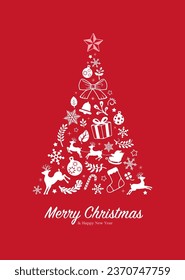 Merry Christmas postcard, ilustración vectorial