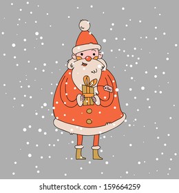 Merry christmas postcard. Vector illustration for web page backgrounds, postcards, greeting cards, invitations, pattern fills, surface textures. With Santa Claus.