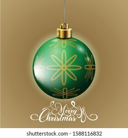 Merry christmas poster with a christmas ball - Vector