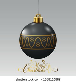 Merry christmas poster with a christmas ball - Vector