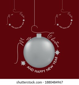 Merry christmas poster with a christmas ball - Vector illustration