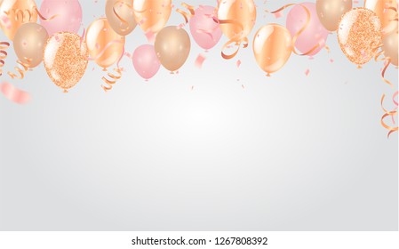 Merry Christmas Poster balloons and Happy New Year background. template winter holiday cards