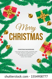 Merry christmas poster banner background for party or invitation