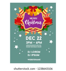 merry christmas poster bell and candle