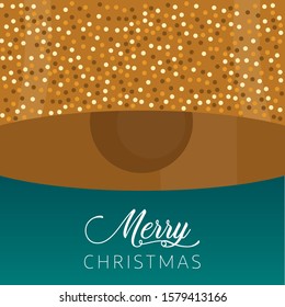 Merry christmas poster with a christmas bell - Vector