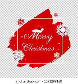 Merry Christmas Poster With Blobs Isolated Transparent Background , Vector Illustration