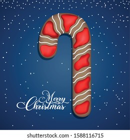Merry christmas poster with a cane - Vector