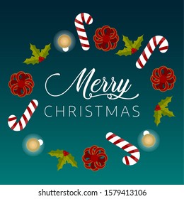 Merry christmas poster with a christmas decoration - Vector