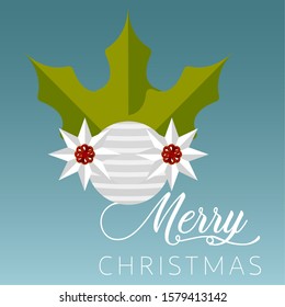 Merry christmas poster with a christmas decoration - Vector
