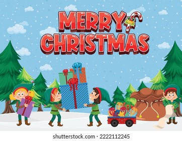Merry Christmas poster design illustration