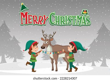 Merry Christmas poster design illustration