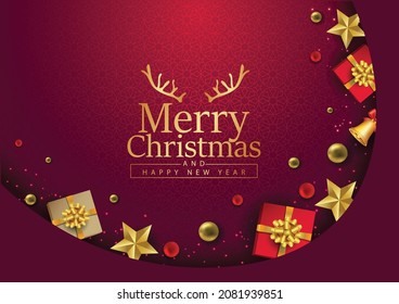 merry Christmas poster design with red background. vector illustration