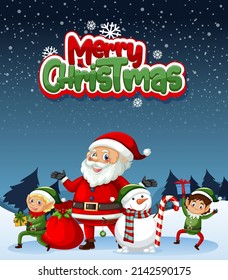 Merry Christmas poster design with Santa Claus illustration