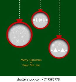 Merry Christmas poster or flyer. Christmas tree. New Year's toys. Flat style, 10 eps