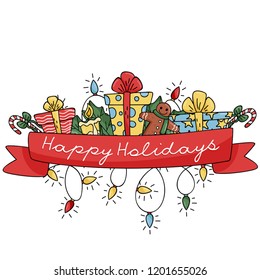 Merry Christmas poster with gifts