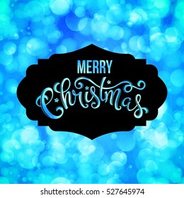 Merry Christmas poster with hand-drawn lettering, vector illustration