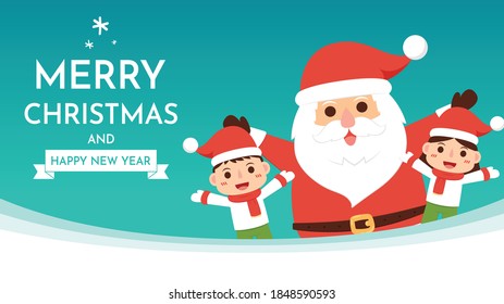 Merry Christmas poster. Santa Claus cartoon vector. Santa character design.