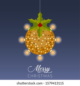 Merry christmas poster with a shiny christmas balls - Vector