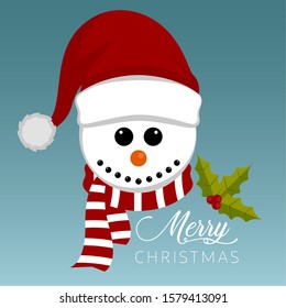 Merry christmas poster with a snowman - Vector