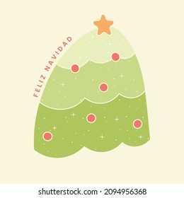 Merry Christmas poster with star on top. Vector illustration. Minimalistic card, minimal and cute design,  invitation or icon
