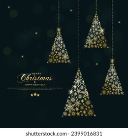 Diseño de afiches de navidad con navidades decorativas hechas de copos de nieve. ilustración vectorial.