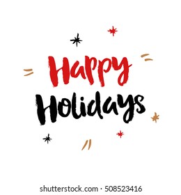 Merry Christmas poster, vector isolated lettering. Hand drawn card illustration.