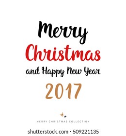 Merry Christmas poster, vector isolated lettering. Hand drawn card illustration.