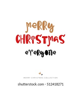 Merry Christmas poster, vector isolated lettering. Hand drawn card illustration.