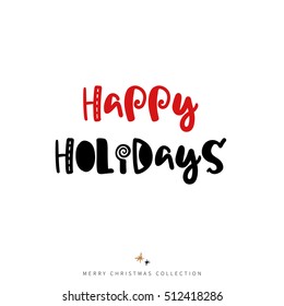 Merry Christmas poster, vector isolated lettering. Hand drawn card illustration.