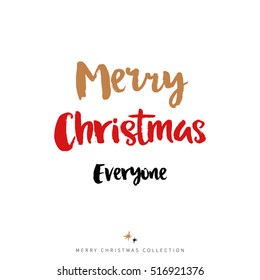 Merry Christmas poster, vector isolated lettering. Hand drawn card illustration.