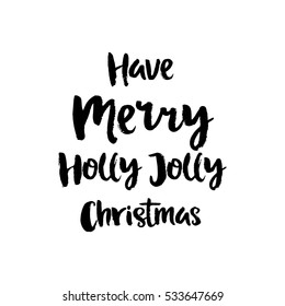 Merry Christmas poster, vector isolated lettering. Hand drawn card illustration.