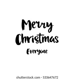 Merry Christmas poster, vector isolated lettering. Hand drawn card illustration.