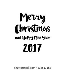 Merry Christmas poster, vector isolated lettering. Hand drawn card illustration.