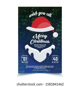 Merry Christmas Poster Vector Template for Greetings and Digital Marketing 