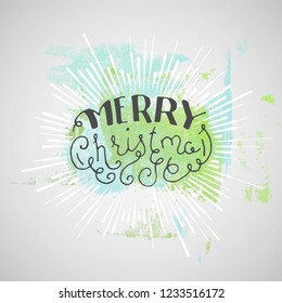 Merry Christmas. Poster written by hand. Holidays banner