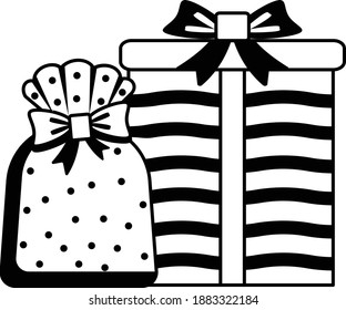 Merry Christmas Present Boxes Concepto, Stack of Gift Box Vector Icon Design, Xmas Symbol sobre fondo blanco, Signo de celebración de Año Nuevo,