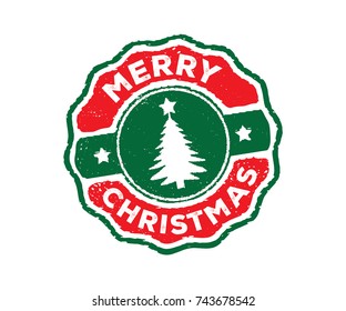 merry christmas present stamp
