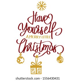 Merry Christmas with present - Vector
