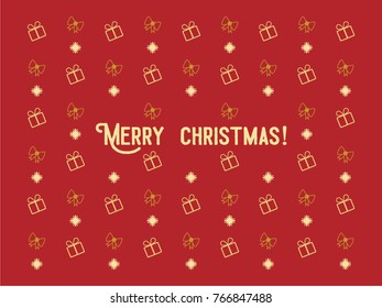 Merry Christmas Presents Bows and Snowflakes Background Pattern Poster