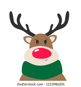 Merry Christmas print with cute deer. Hand drawn cute print for posters, cards, decor.